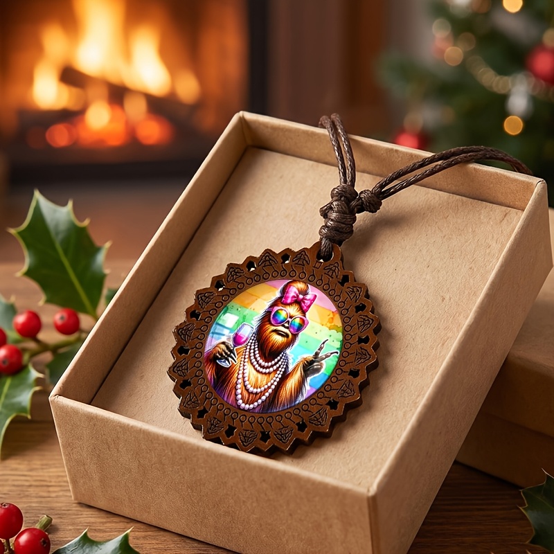 Colorful Fashion Shadow Wooden Necklace, Gift Idea